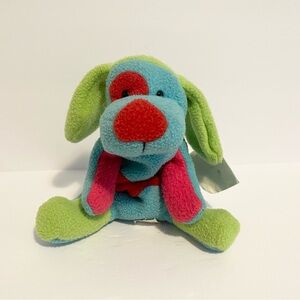 Floppy Friends Fleece Puppy Dog Plush Vintage 1990s Green Blue Pink Beanie Toy